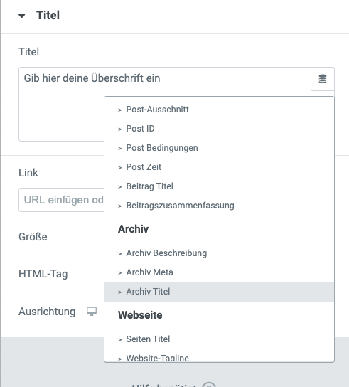 Suchbegriff einblenden