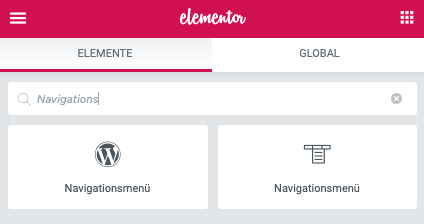 Elementor Navigationsmenu