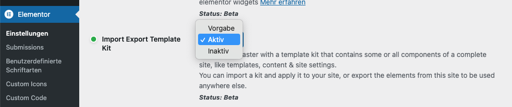 Elementor Site Kit aktivieren