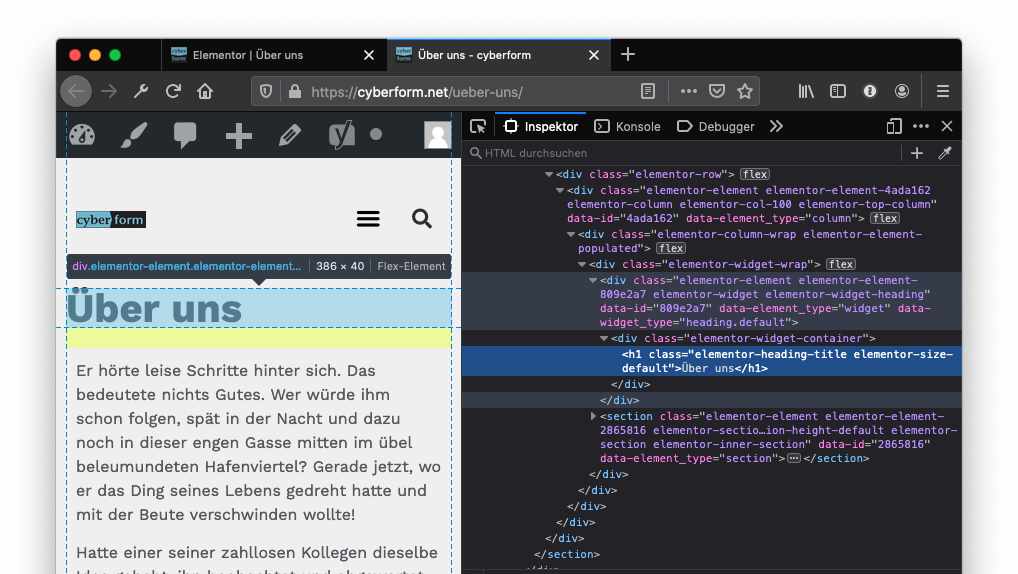 Elementor Code Beispiel