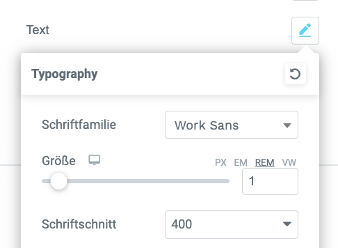 Text Schriftgröße Elementor