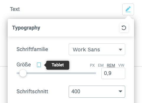 Tablet Schriftgröße