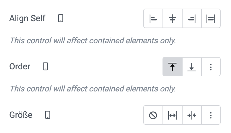 Einzelne Elemente können responsive umsortiert werden