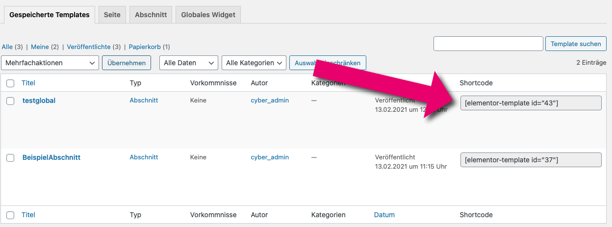 Elementor Shortcode