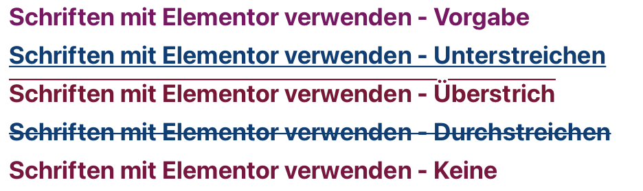 Elementor Schrift Auszeichnungen