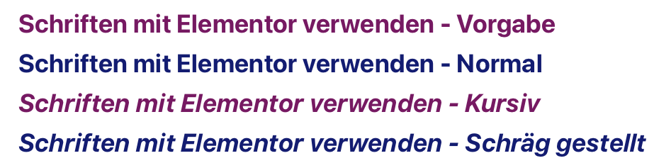 Font Stil Elementor
