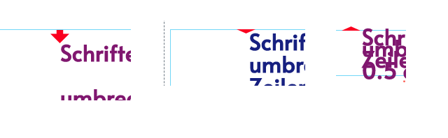 Schrift Oberkante