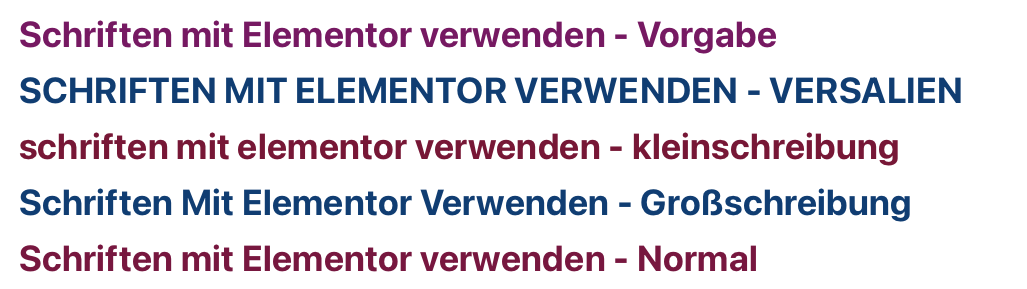 Elementor Font Transform