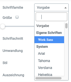 Elementor Eigene Schriftarten