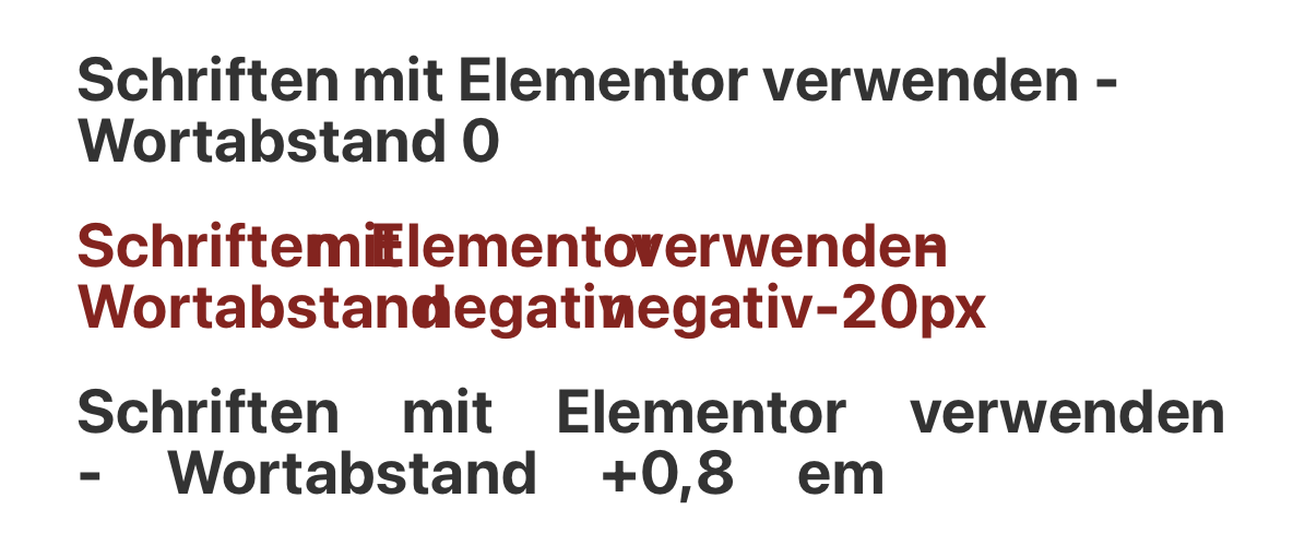 Elementor Wortabstand