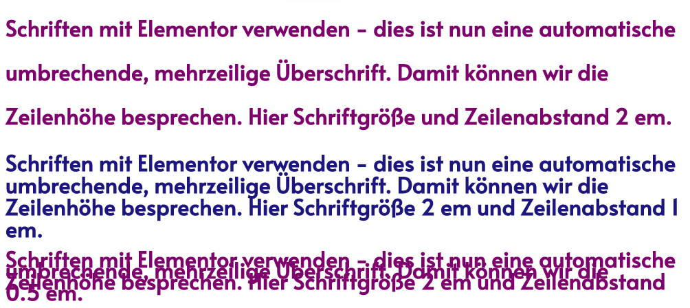 Zeilenhöhe in Elementor