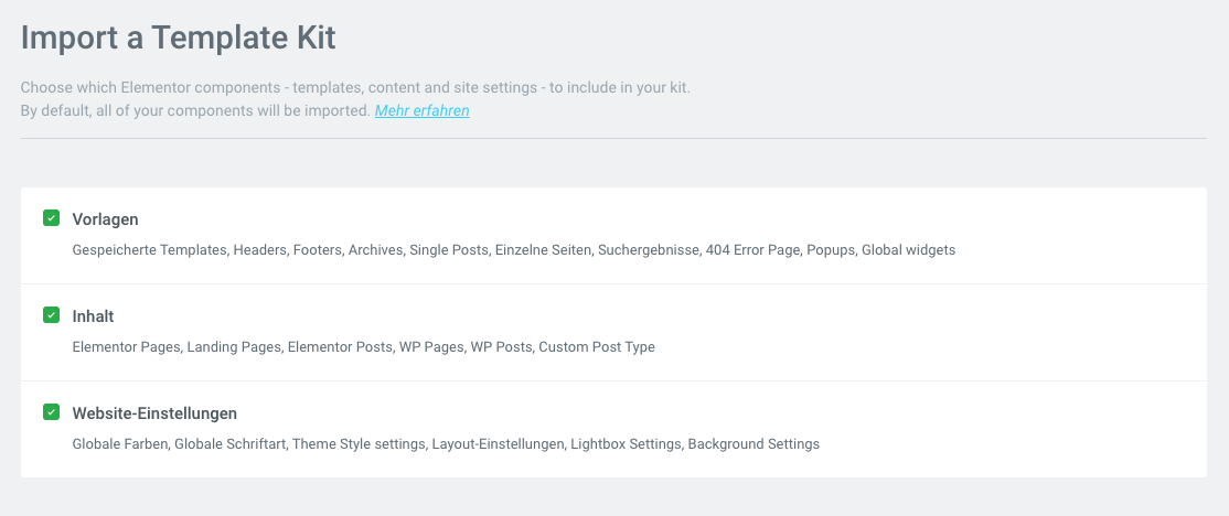 Site-Kit Import dialog