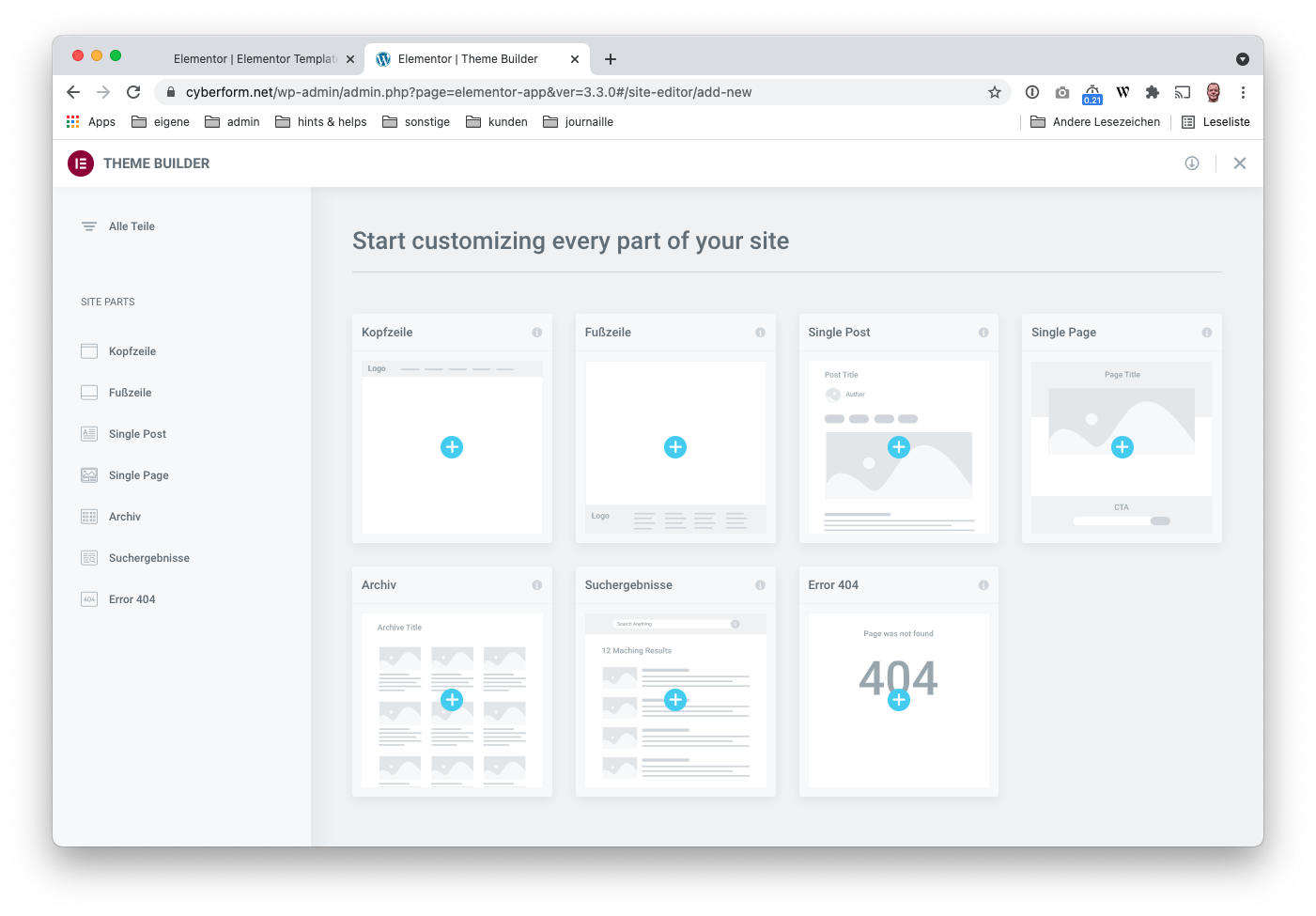 Der Elementor Theme Builder