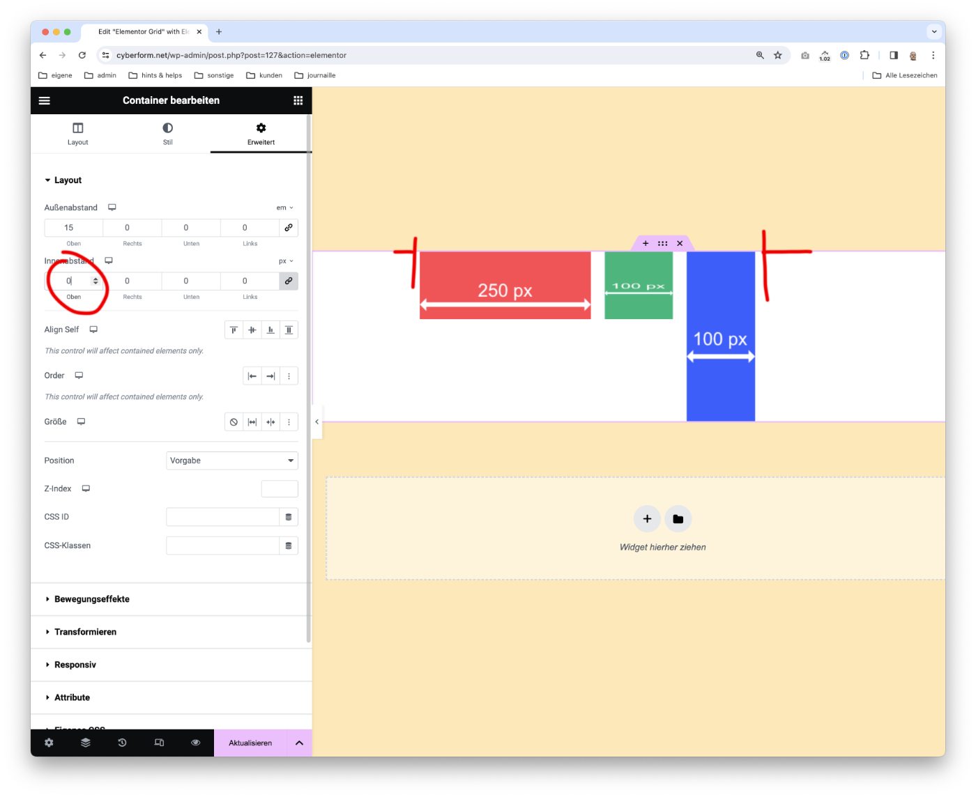 Elementor Container Padding
