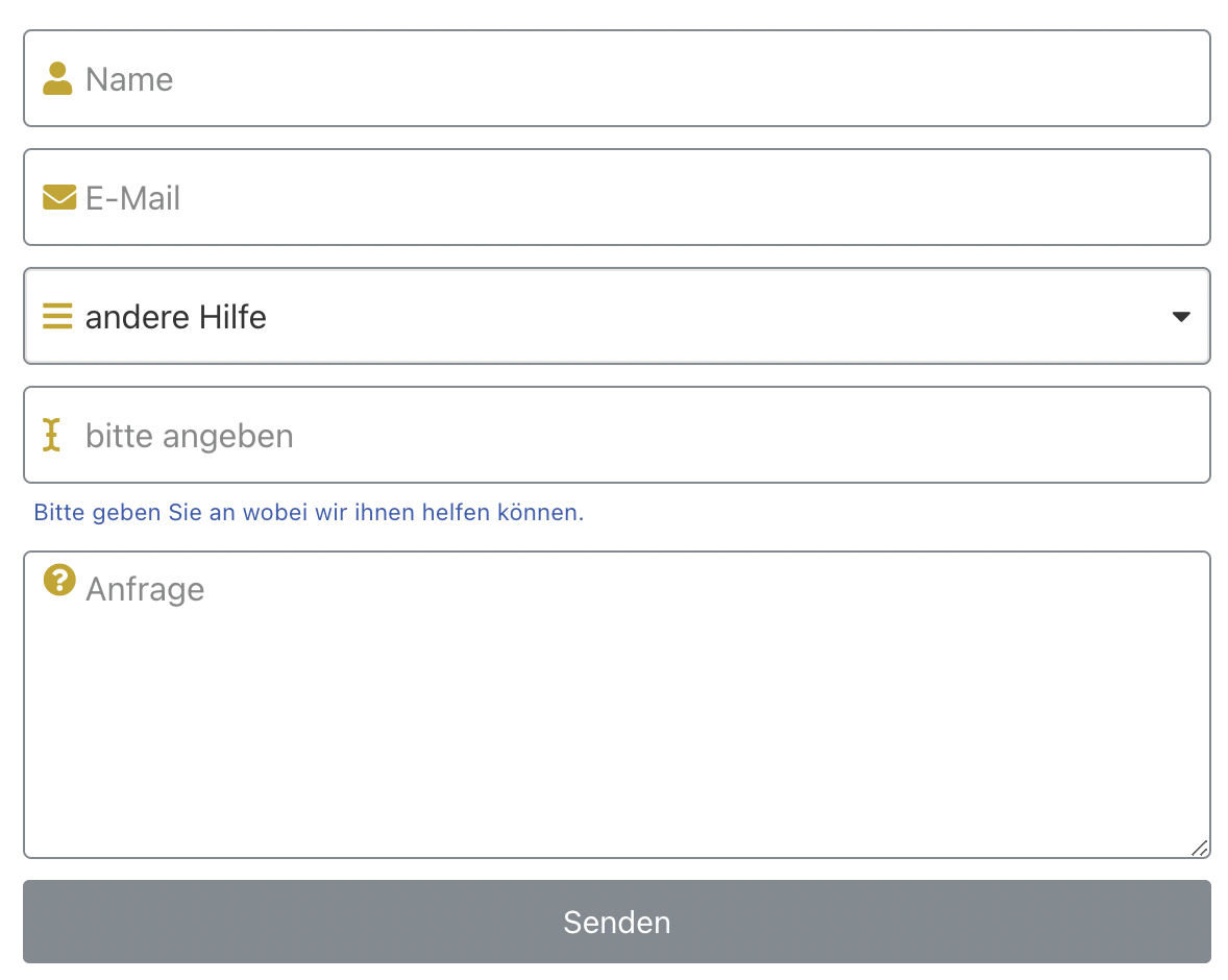 Form mit Icons
