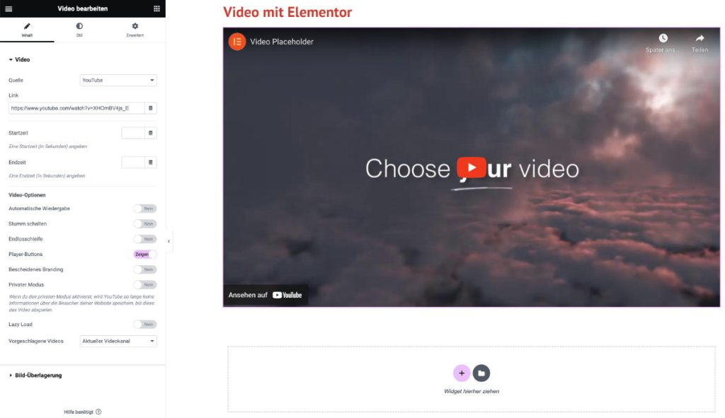 Elementor Videoplatzhalter