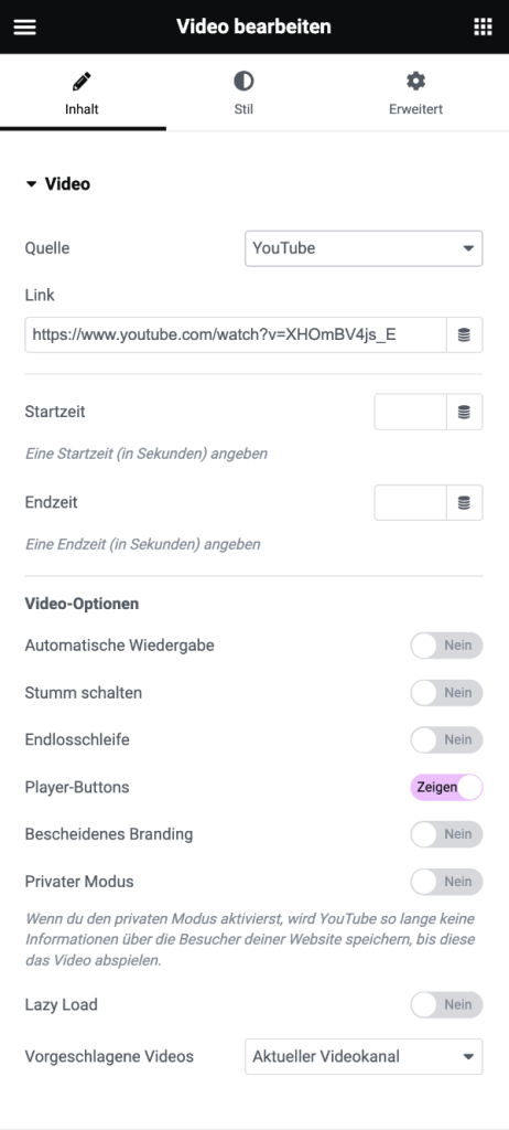 Elementor Videopanel
