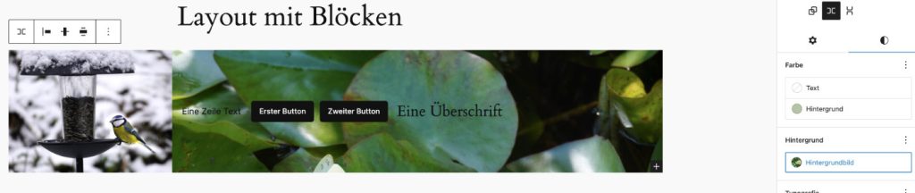 WordPress Zeile mit Hintergrundbild