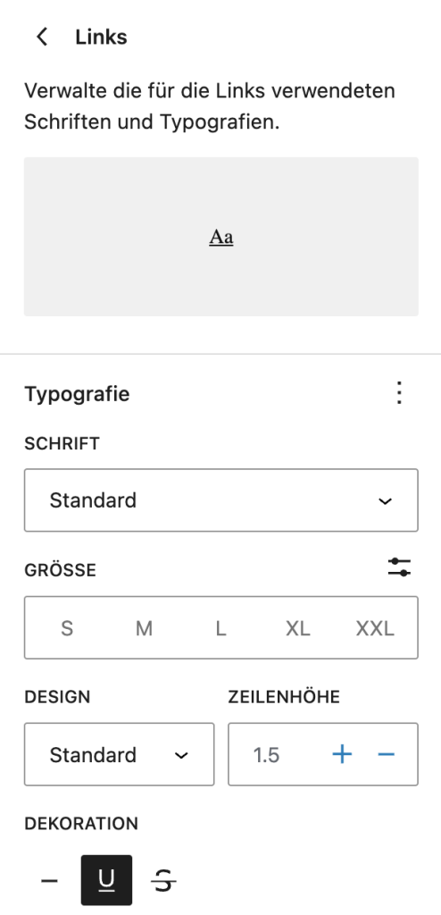 WordPress Link Einstellungen