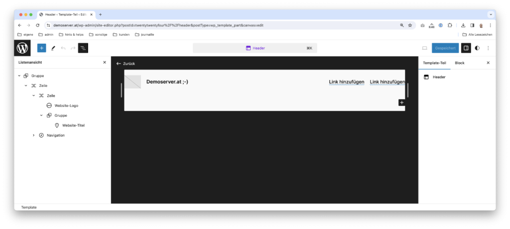 WordPress Header bearbeiten