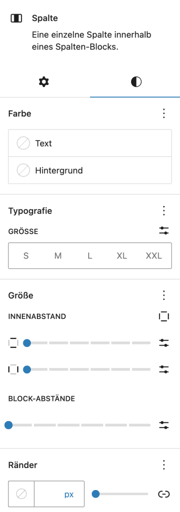 WordPress Spalte Stil