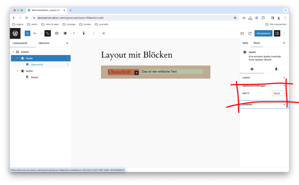 Spaltenbreite WordPress