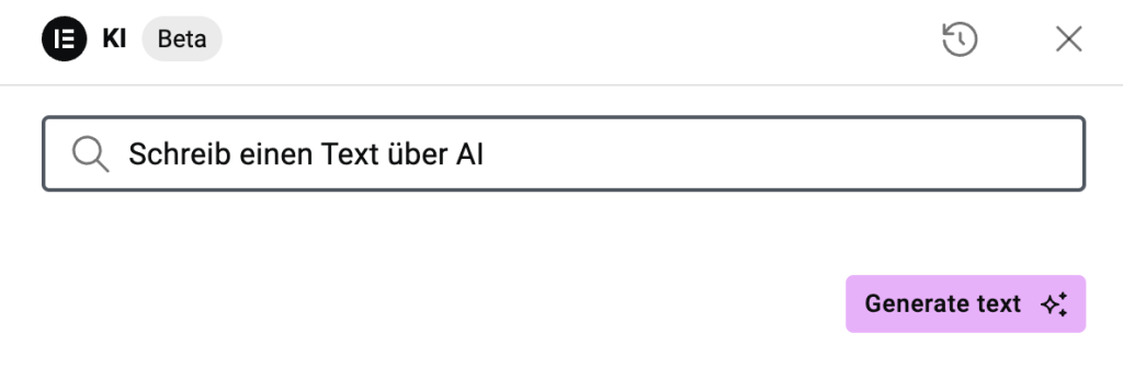 Elementor AI Eingabemaske