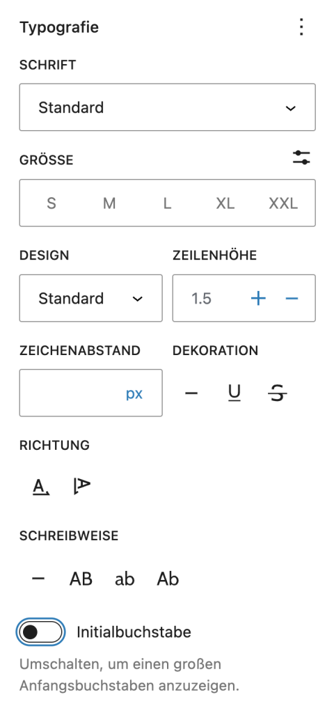 Typographie Werkzeuge WordPress