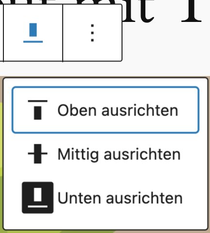 WordPress vertikale Ausrichtung bestimmt, wie die Blöcke innerhalb der Spalten ausgerichtet werden
