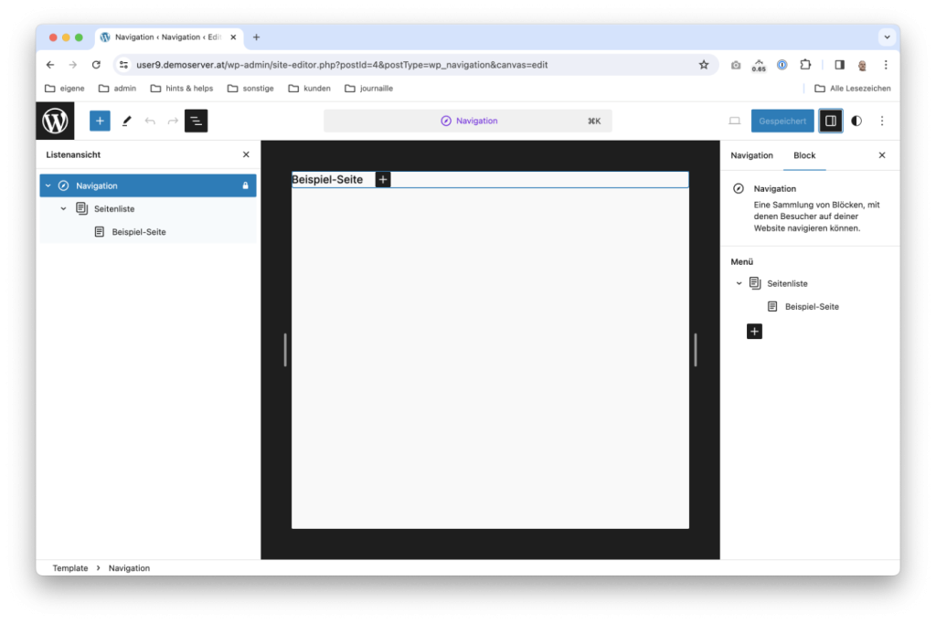 WordPress Navigation Standard