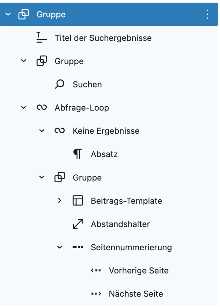WP Template Suchergebnisse
