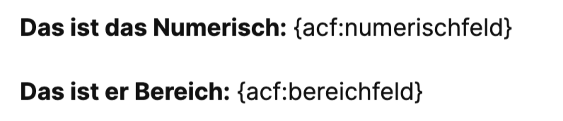 Numerisch und Bereichfeld ACF