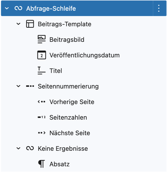 Listenansicht einer Abfrageschleife