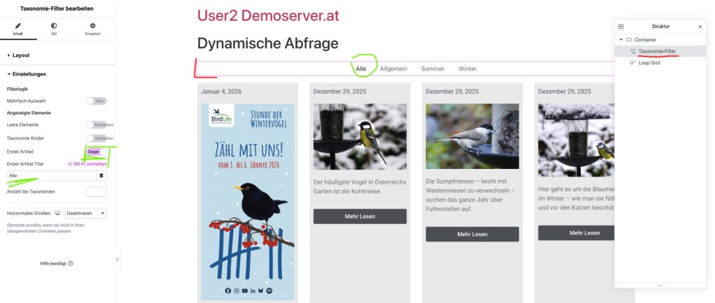 Taxonomie Filter
