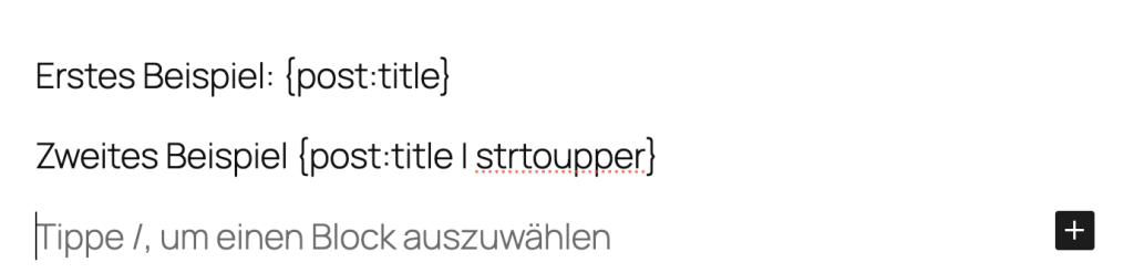 Dynamic Shortcodes im Blockeditor