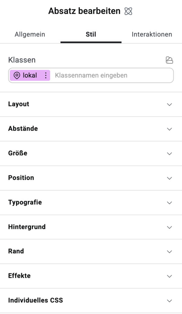 Stilmenü für Elementor 4 Atomic Elements