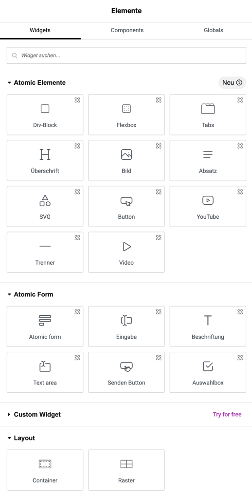Atomic Widgets Elementor 4