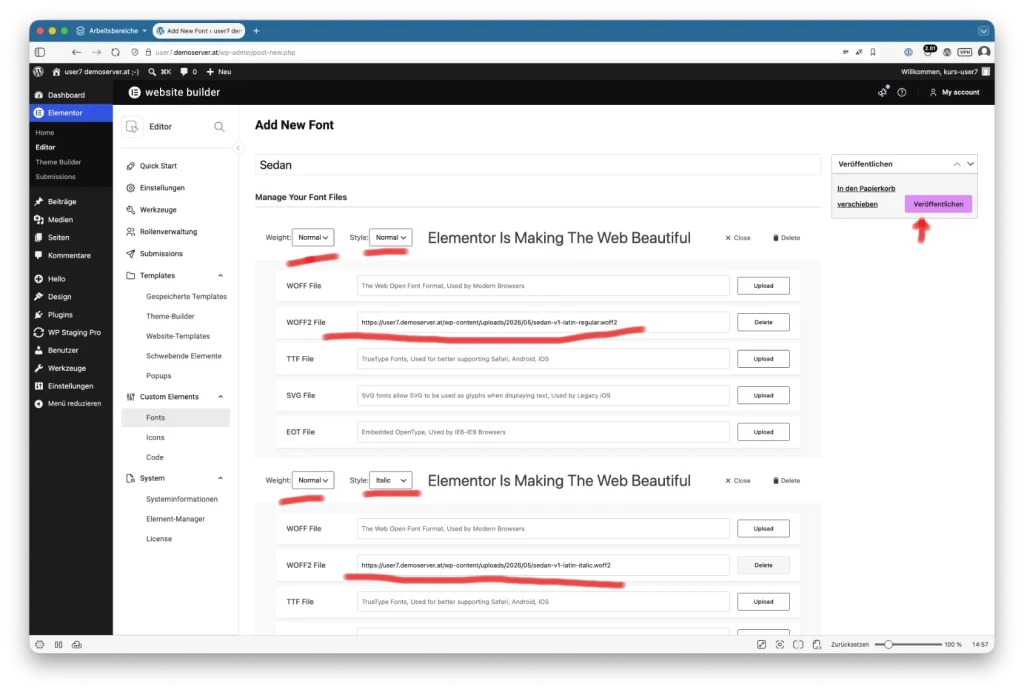 Upload Fonts in Elementor